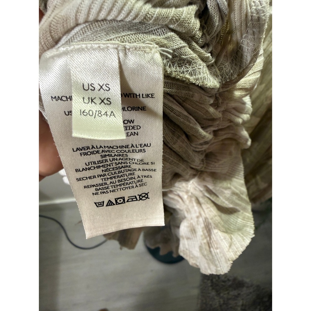 Free People Floral Mesh Puff Sleeve Crop Top Taupe Beige XS Bohemian Peasant - Picture 6 of 6